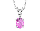8x6mm Created Pink Sapphire Pendant Necklace 1.10 Carat (ctw) in Sterling Silver with Chain